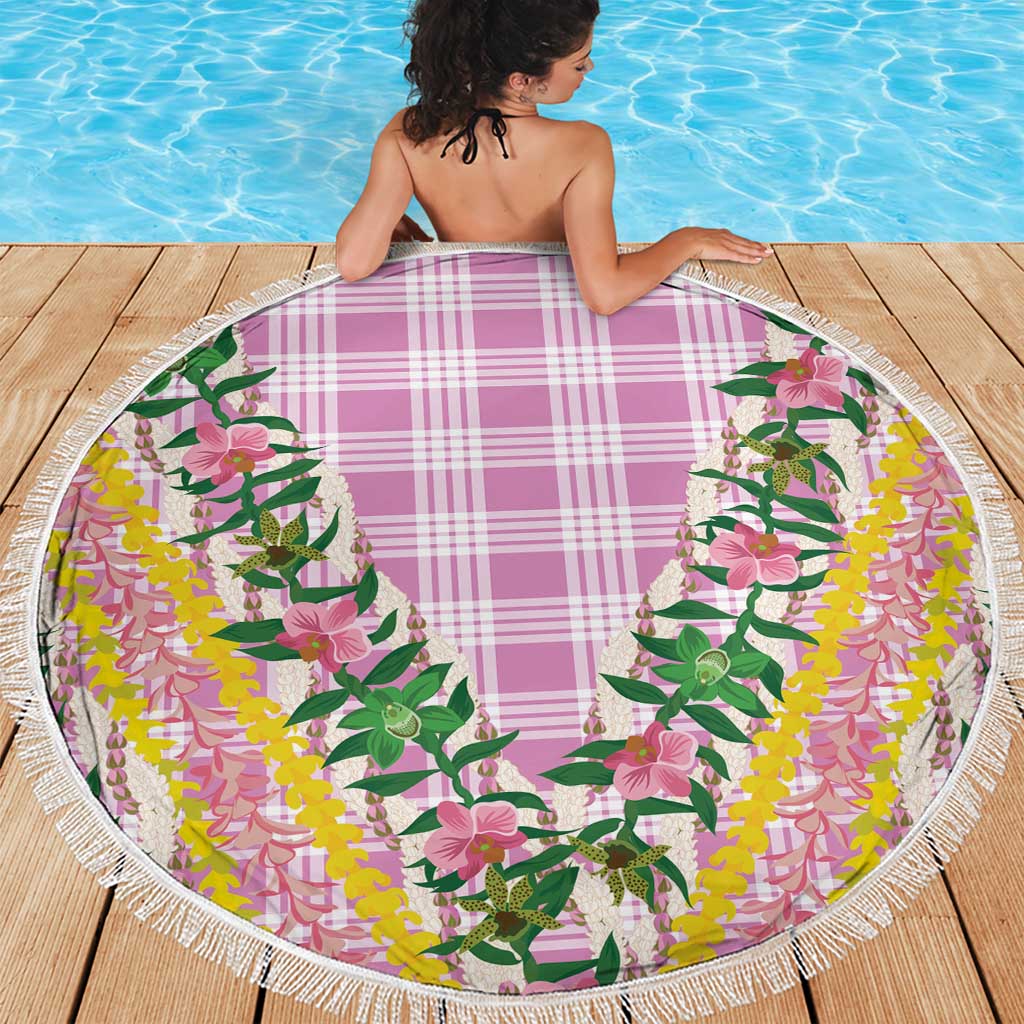 Hawaii Pikake Lokelani Plumeria Lei Beach Blanket Pink Palaka Motifs