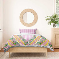 Hawaii Pikake Lokelani Plumeria Lei Bedding Set Pink Palaka Motifs