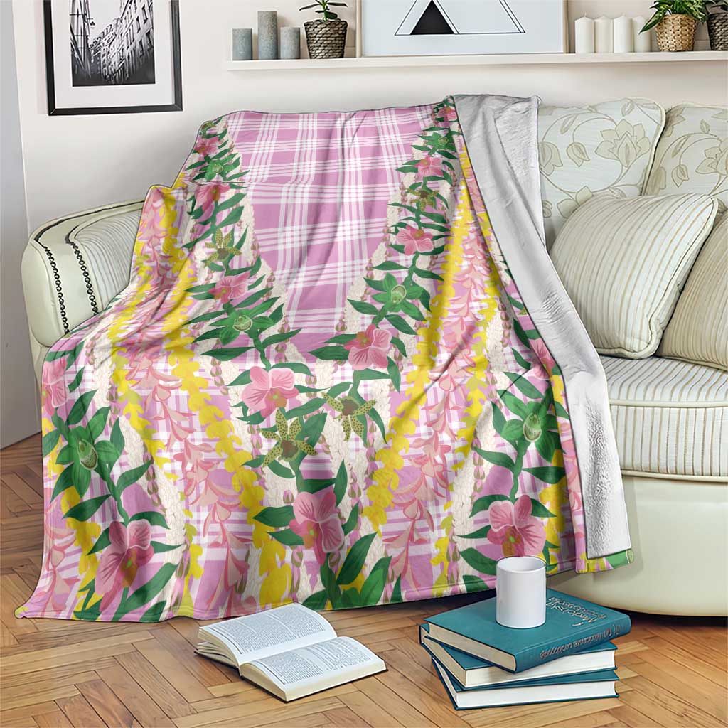 Hawaii Pikake Lokelani Plumeria Lei Blanket Pink Palaka Motifs LT05 Pink - Polynesian Pride