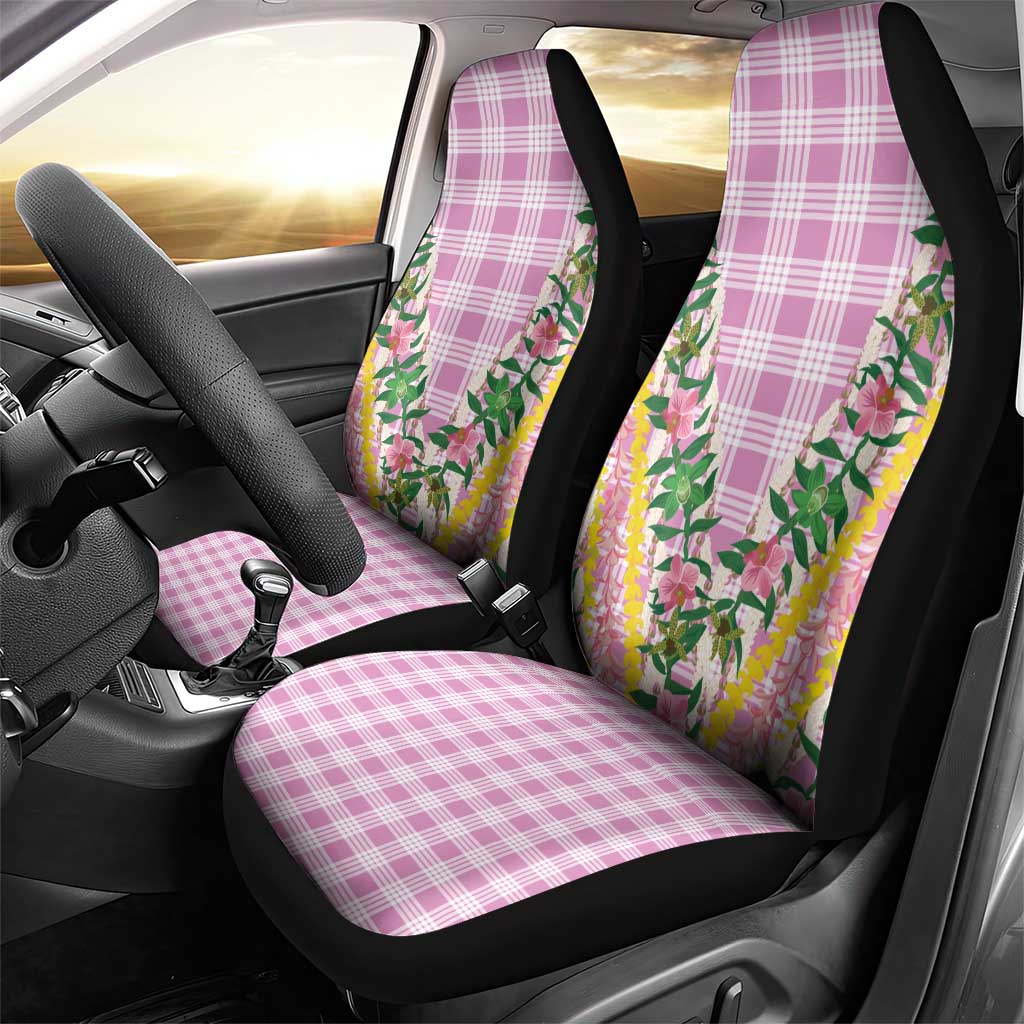 Hawaii Pikake Lokelani Plumeria Lei Car Seat Cover Pink Palaka Motifs LT05 - Polynesian Pride