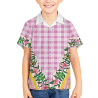 Hawaii Pikake Lokelani Plumeria Lei Family Matching Puletasi and Hawaiian Shirt Pink Palaka Motifs LT05 Son's Shirt Pink - Polynesian Pride