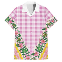Hawaii Pikake Lokelani Plumeria Lei Family Matching Summer Maxi Dress and Hawaiian Shirt Pink Palaka Motifs LT05 Dad's Shirt - Short Sleeve Pink - Polynesian Pride