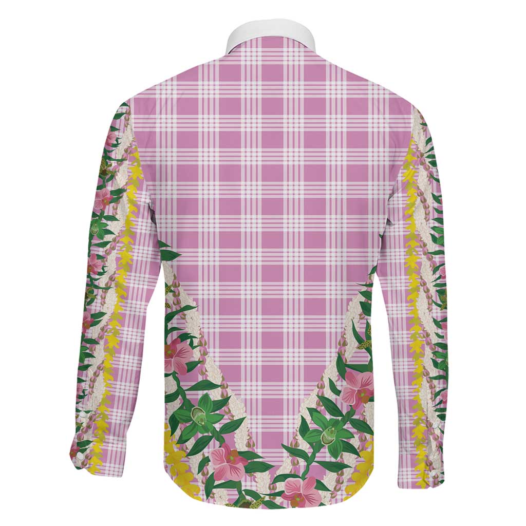 Hawaii Pikake Lokelani Plumeria Lei Family Matching Summer Maxi Dress and Hawaiian Shirt Pink Palaka Motifs LT05 - Polynesian Pride