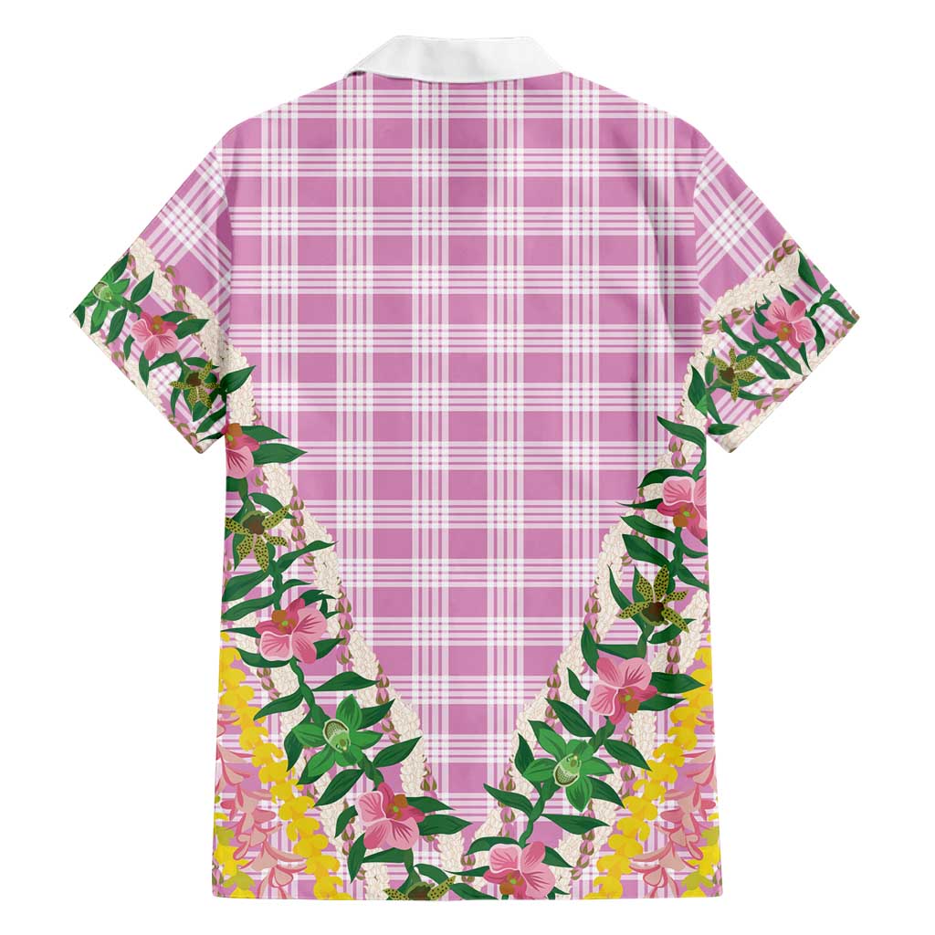 Hawaii Pikake Lokelani Plumeria Lei Family Matching Tank Maxi Dress and Hawaiian Shirt Pink Palaka Motifs LT05 - Polynesian Pride