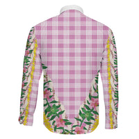 Hawaii Pikake Lokelani Plumeria Lei Family Matching Tank Maxi Dress and Hawaiian Shirt Pink Palaka Motifs LT05 - Polynesian Pride