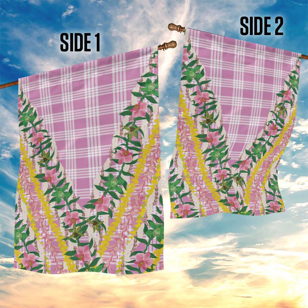 Hawaii Pikake Lokelani Plumeria Lei Garden Flag Pink Palaka Motifs
