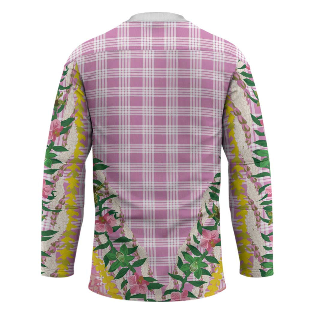 Hawaii Pikake Lokelani Plumeria Lei Hockey Jersey Pink Palaka Motifs LT05 - Polynesian Pride