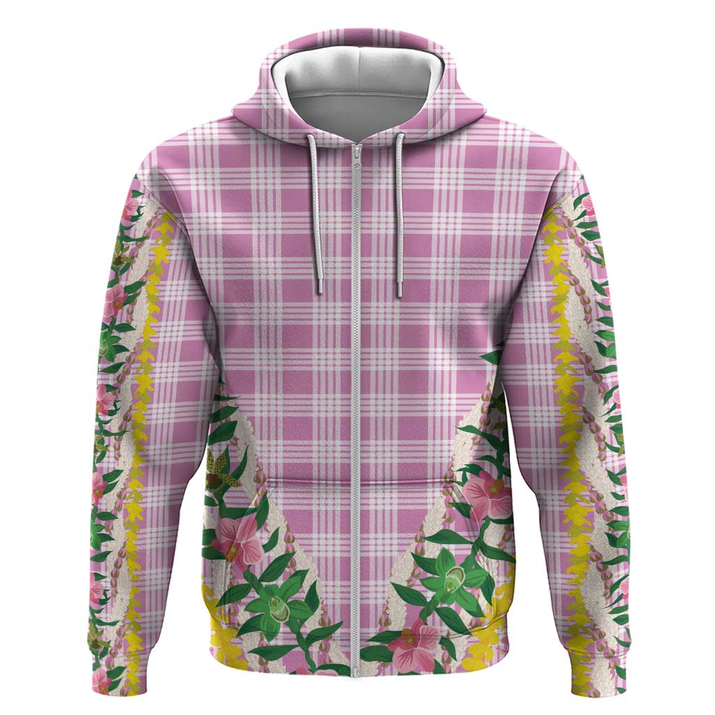 Hawaii Pikake Lokelani Plumeria Lei Hoodie Pink Palaka Motifs