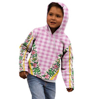 Hawaii Pikake Lokelani Plumeria Lei Kid Hoodie Pink Palaka Motifs LT05 - Polynesian Pride