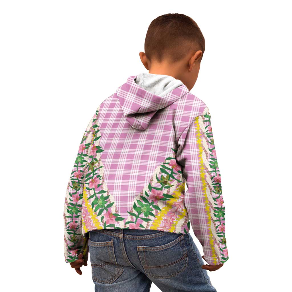 Hawaii Pikake Lokelani Plumeria Lei Kid Hoodie Pink Palaka Motifs LT05 - Polynesian Pride