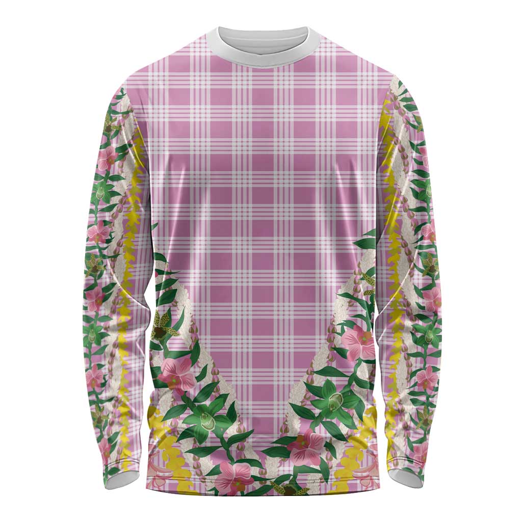Hawaii Pikake Lokelani Plumeria Lei Long Sleeve Shirt Pink Palaka Motifs