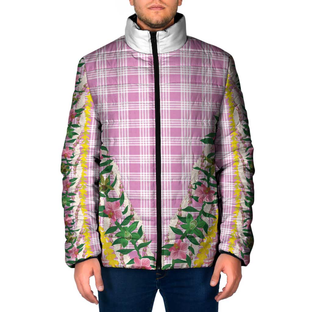 Hawaii Pikake Lokelani Plumeria Lei Padded Jacket Pink Palaka Motifs LT05 Men Pink - Polynesian Pride
