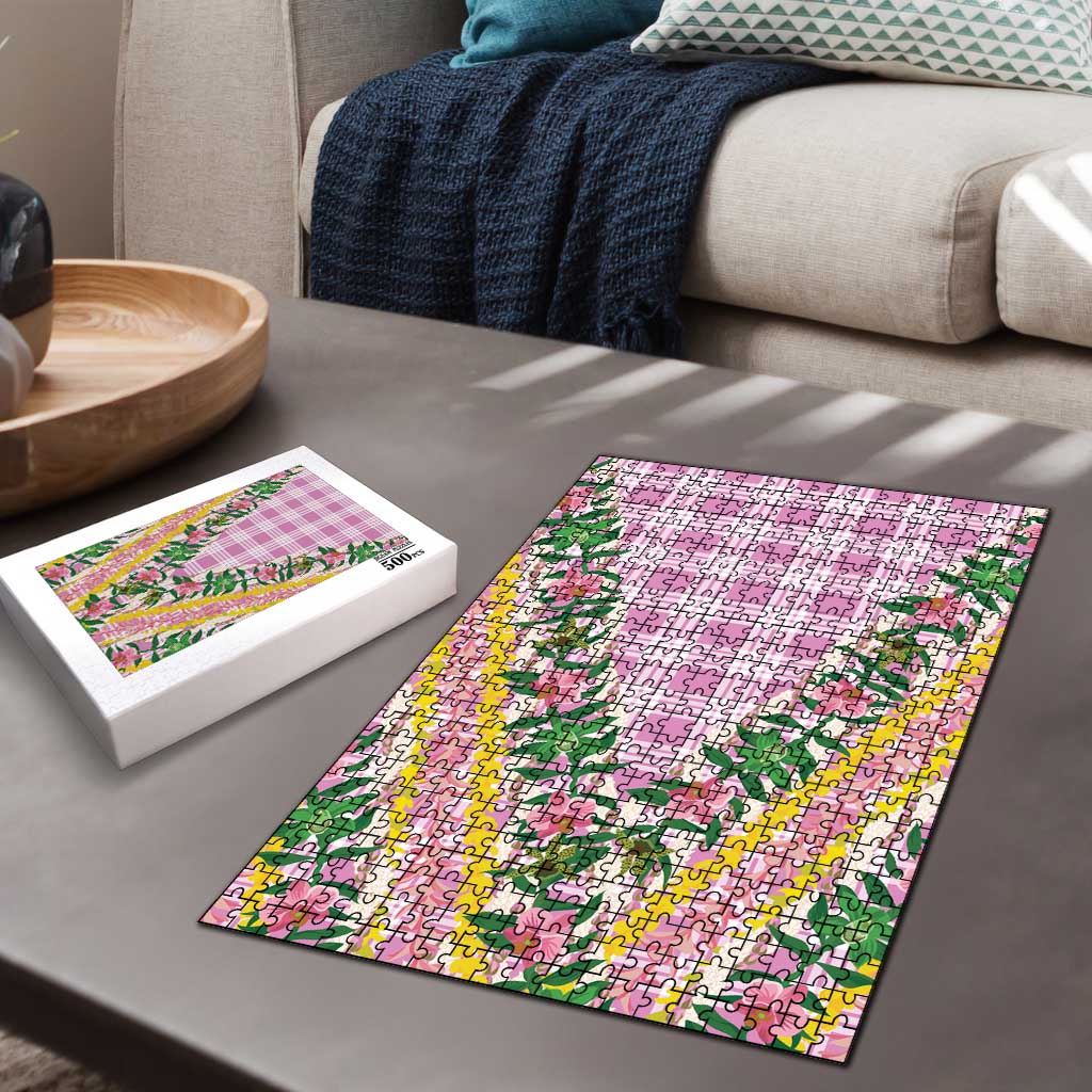 Hawaii Pikake Lokelani Plumeria Lei Puzzle Pink Palaka Motifs LT05 - Polynesian Pride