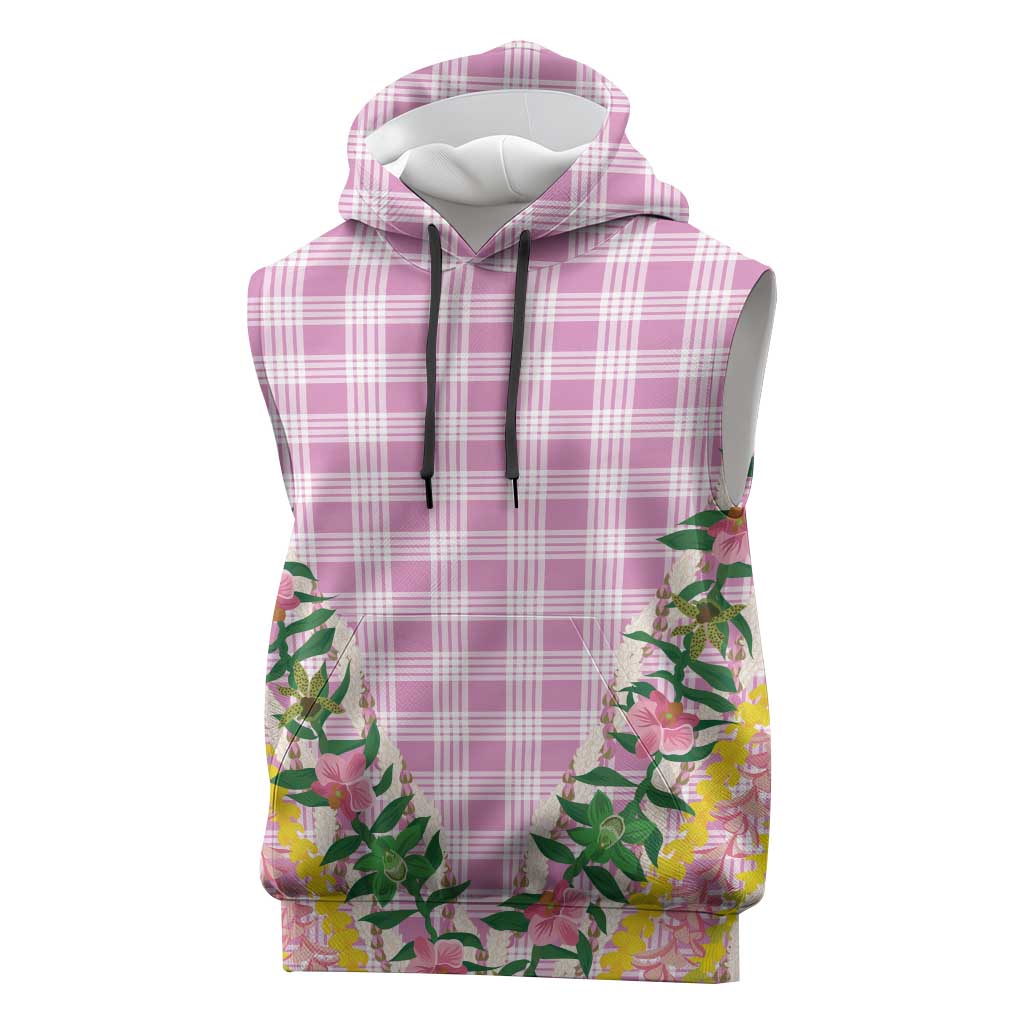 Hawaii Pikake Lokelani Plumeria Lei Sleeveless Hoodie Pink Palaka Motifs LT05 Pink - Polynesian Pride