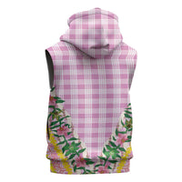 Hawaii Pikake Lokelani Plumeria Lei Sleeveless Hoodie Pink Palaka Motifs LT05 - Polynesian Pride
