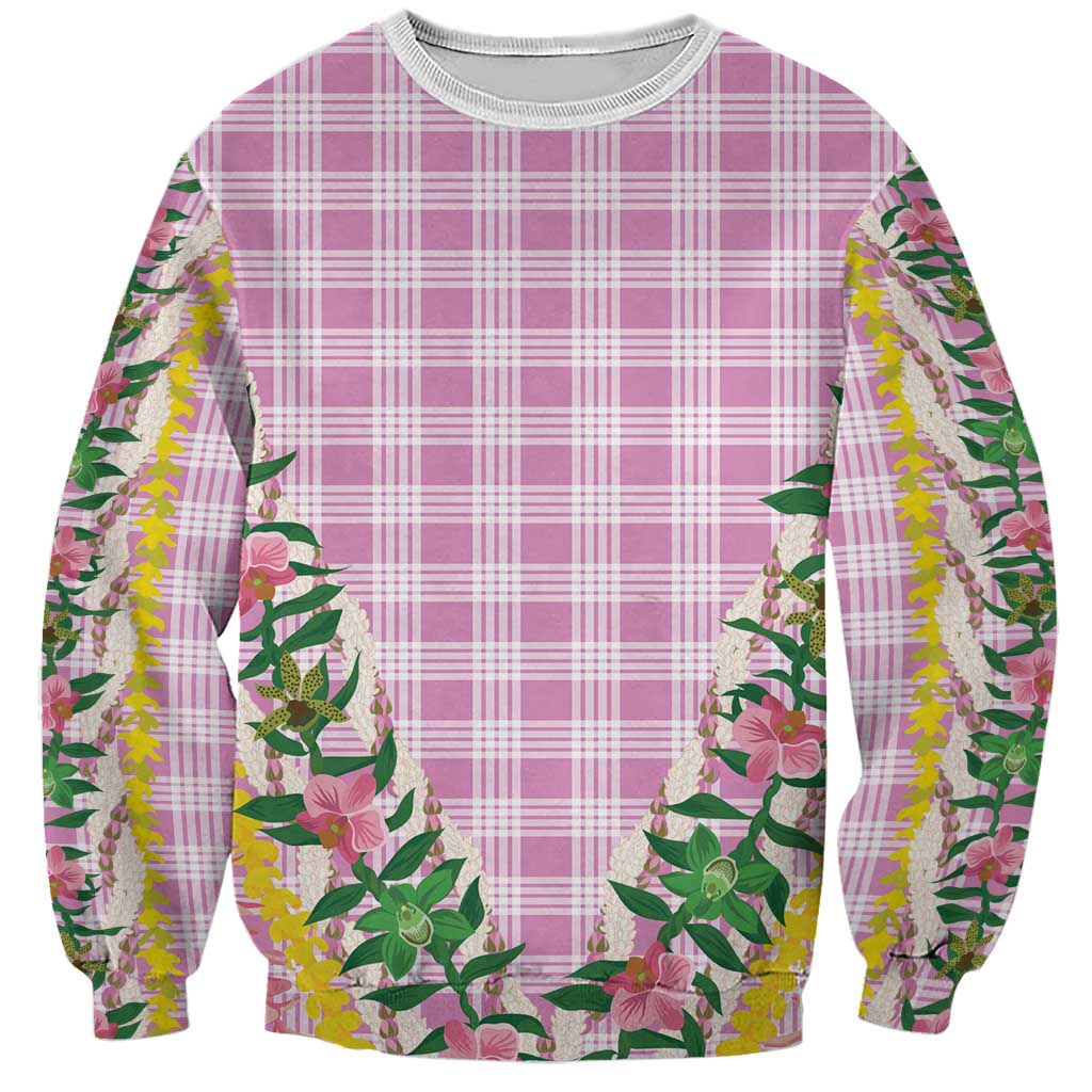 Hawaii Pikake Lokelani Plumeria Lei Sweatshirt Pink Palaka Motifs LT05 Unisex Pink - Polynesian Pride