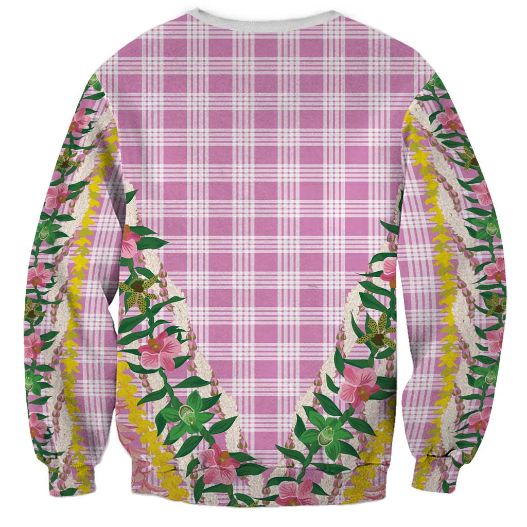 Hawaii Pikake Lokelani Plumeria Lei Sweatshirt Pink Palaka Motifs LT05 - Polynesian Pride