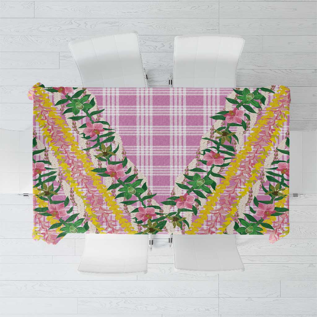 Hawaii Pikake Lokelani Plumeria Lei Tablecloth Pink Palaka Motifs