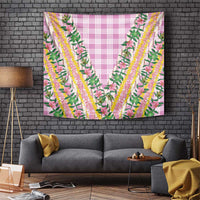 Hawaii Pikake Lokelani Plumeria Lei Tapestry Pink Palaka Motifs