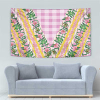 Hawaii Pikake Lokelani Plumeria Lei Tapestry Pink Palaka Motifs