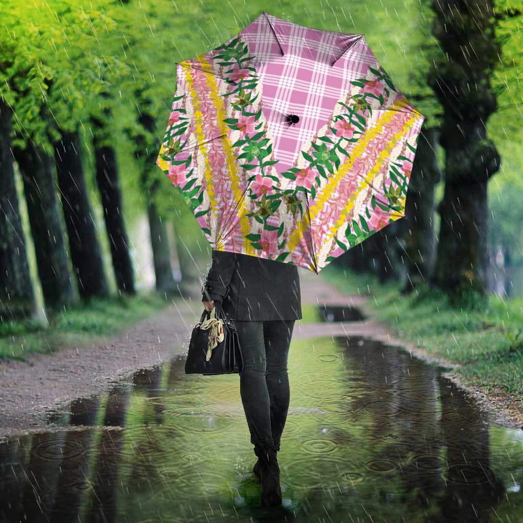 Hawaii Pikake Lokelani Plumeria Lei Umbrella Pink Palaka Motifs