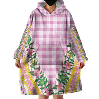 Hawaii Pikake Lokelani Plumeria Lei Wearable Blanket Hoodie Pink Palaka Motifs LT05 - Polynesian Pride