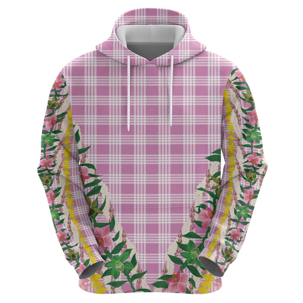 Hawaii Pikake Lokelani Plumeria Lei Zip Hoodie Pink Palaka Motifs LT05 - Polynesian Pride