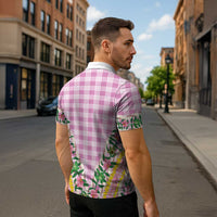 Hawaii Pikake Lokelani Plumeria Lei Zipper Polo Shirt Pink Palaka Motifs LT05 - Polynesian Pride