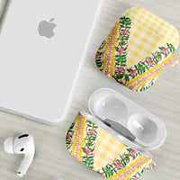 Hawaii Pikake Lokelani Plumeria Lei AirPods Case Yellow Palaka Motifs