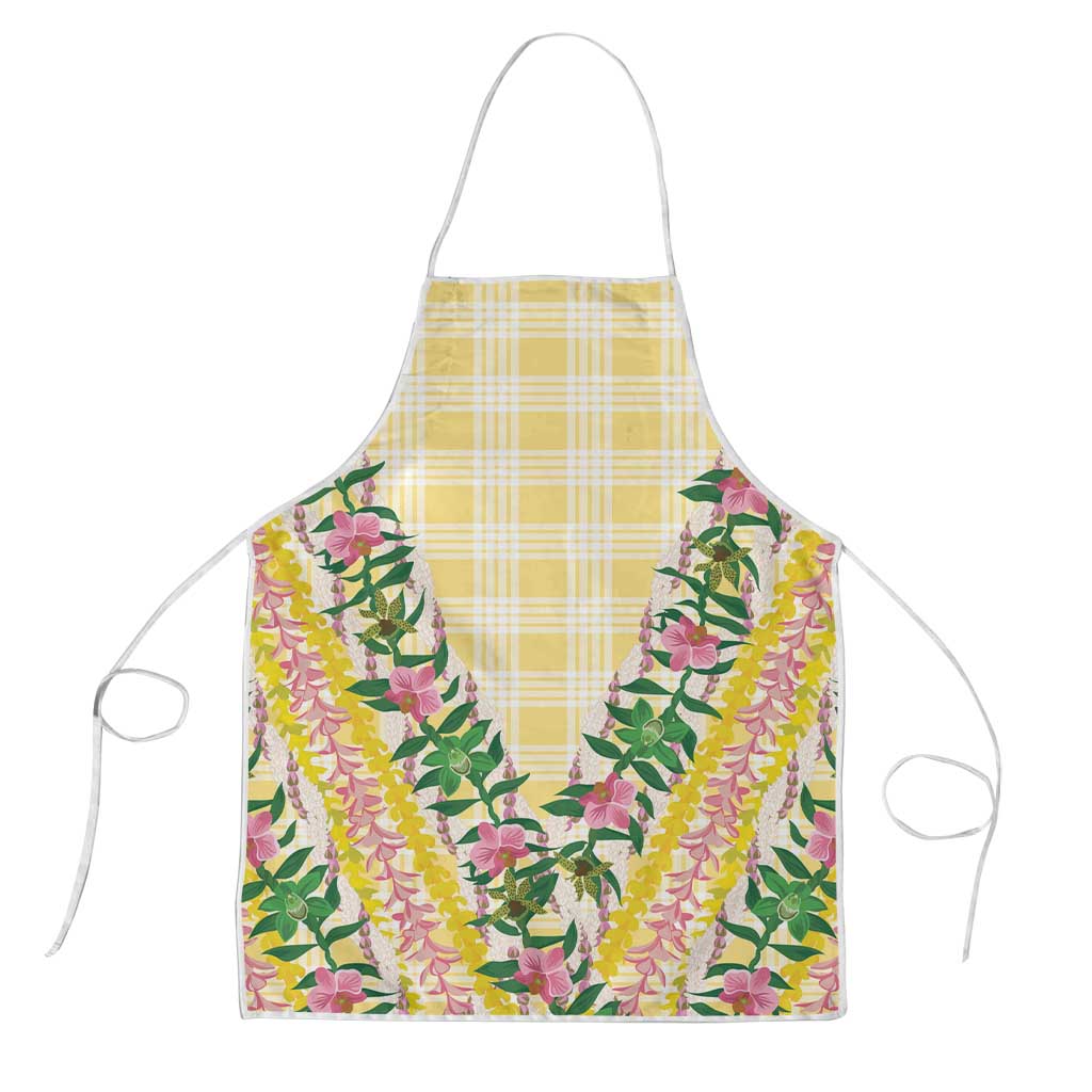 Hawaii Pikake Lokelani Plumeria Lei Apron Yellow Palaka Motifs