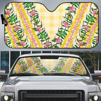 Hawaii Pikake Lokelani Plumeria Lei Auto Sun Shade Yellow Palaka Motifs