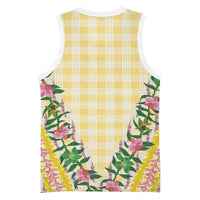 Hawaii Pikake Lokelani Plumeria Lei Basketball Jersey Yellow Palaka Motifs LT05 - Polynesian Pride
