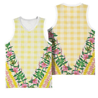 Hawaii Pikake Lokelani Plumeria Lei Basketball Jersey Yellow Palaka Motifs LT05 - Polynesian Pride