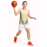 Hawaii Pikake Lokelani Plumeria Lei Basketball Jersey Yellow Palaka Motifs LT05 - Polynesian Pride