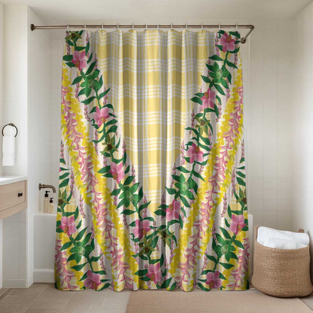 Hawaii Pikake Lokelani Plumeria Lei Bathroom Set Yellow Palaka Motifs