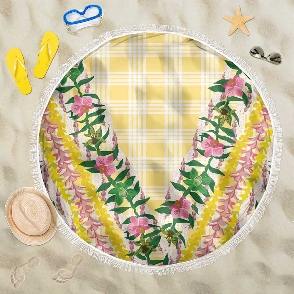 Hawaii Pikake Lokelani Plumeria Lei Beach Blanket Yellow Palaka Motifs