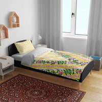 Hawaii Pikake Lokelani Plumeria Lei Bedding Set Yellow Palaka Motifs