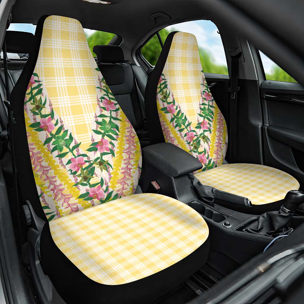 Hawaii Pikake Lokelani Plumeria Lei Car Seat Cover Yellow Palaka Motifs LT05 One Size Yellow - Polynesian Pride