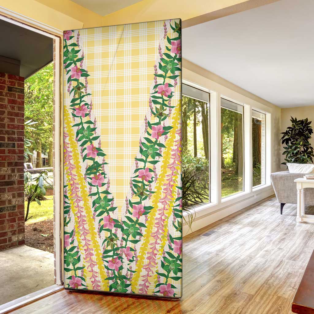 Hawaii Pikake Lokelani Plumeria Lei Door Cover Yellow Palaka Motifs LT05 - Polynesian Pride