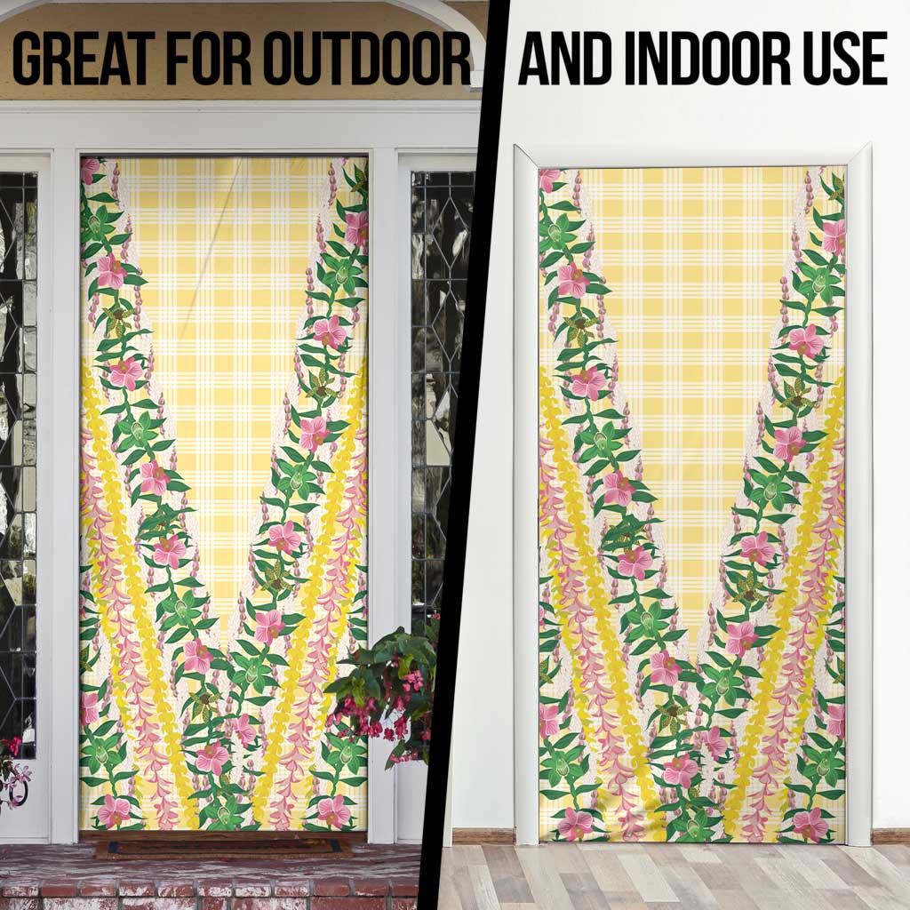 Hawaii Pikake Lokelani Plumeria Lei Door Cover Yellow Palaka Motifs LT05 - Polynesian Pride