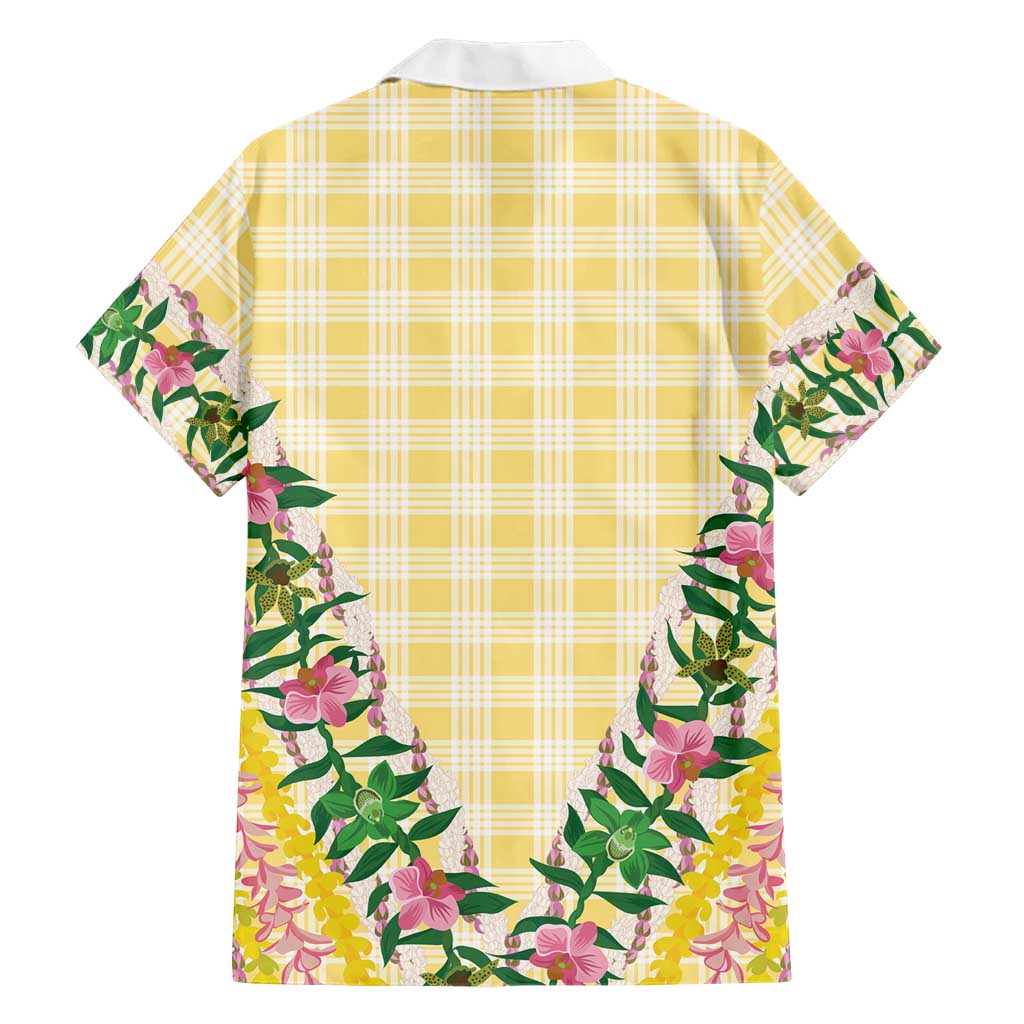 Hawaii Pikake Lokelani Plumeria Lei Family Matching Puletasi and Hawaiian Shirt Yellow Palaka Motifs LT05 - Polynesian Pride