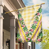 Hawaii Pikake Lokelani Plumeria Lei Garden Flag Yellow Palaka Motifs