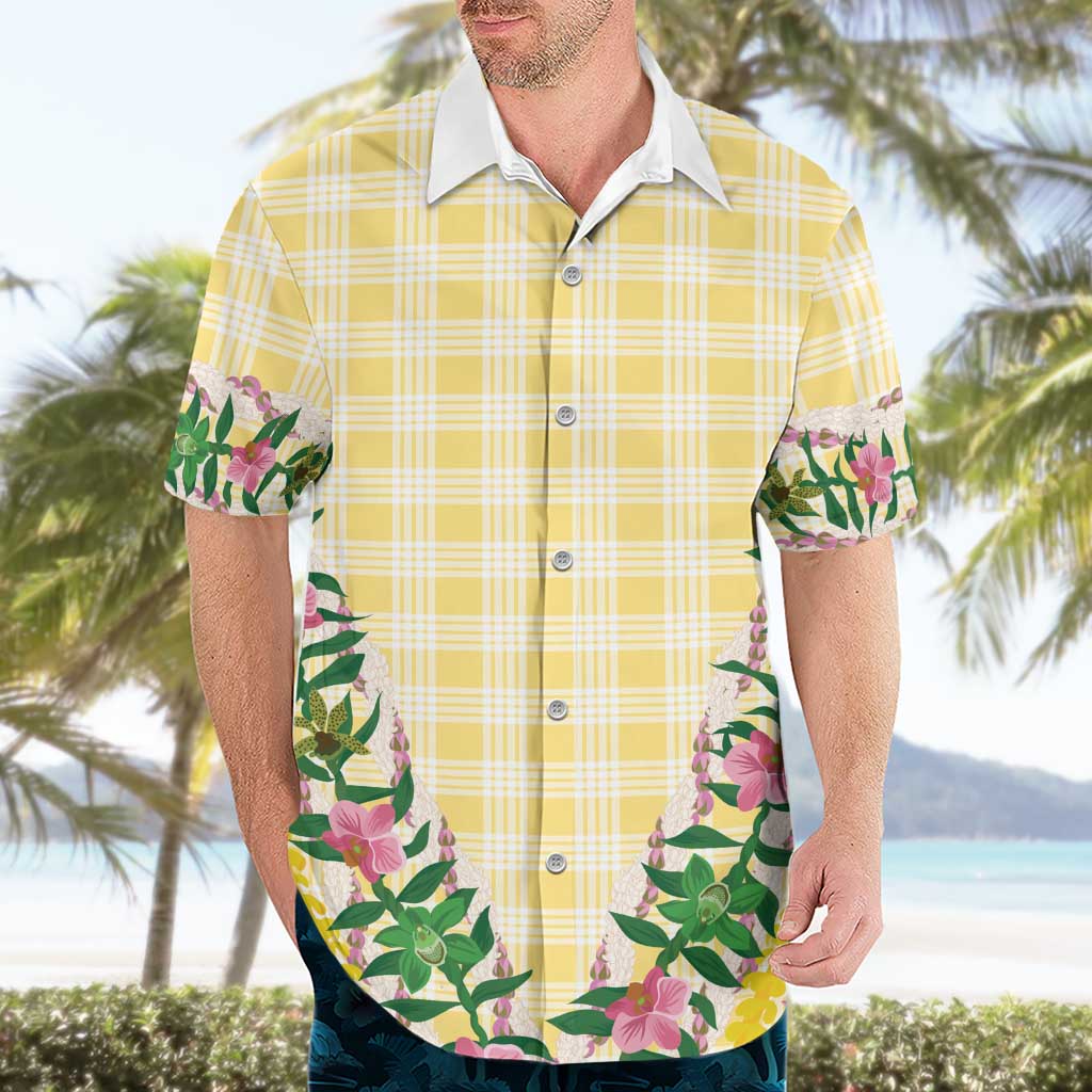 Hawaii Pikake Lokelani Plumeria Lei Hawaiian Shirt Yellow Palaka Motifs LT05 - Polynesian Pride