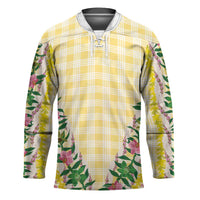 Hawaii Pikake Lokelani Plumeria Lei Hockey Jersey Yellow Palaka Motifs LT05 Unisex Yellow - Polynesian Pride