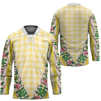 Hawaii Pikake Lokelani Plumeria Lei Hockey Jersey Yellow Palaka Motifs LT05 - Polynesian Pride