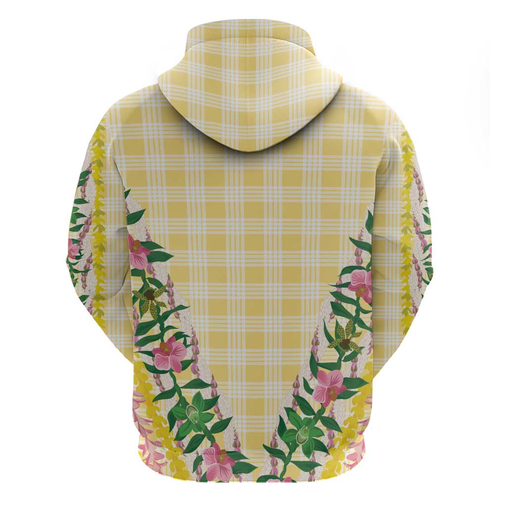 Hawaii Pikake Lokelani Plumeria Lei Hoodie Yellow Palaka Motifs LT05 - Polynesian Pride