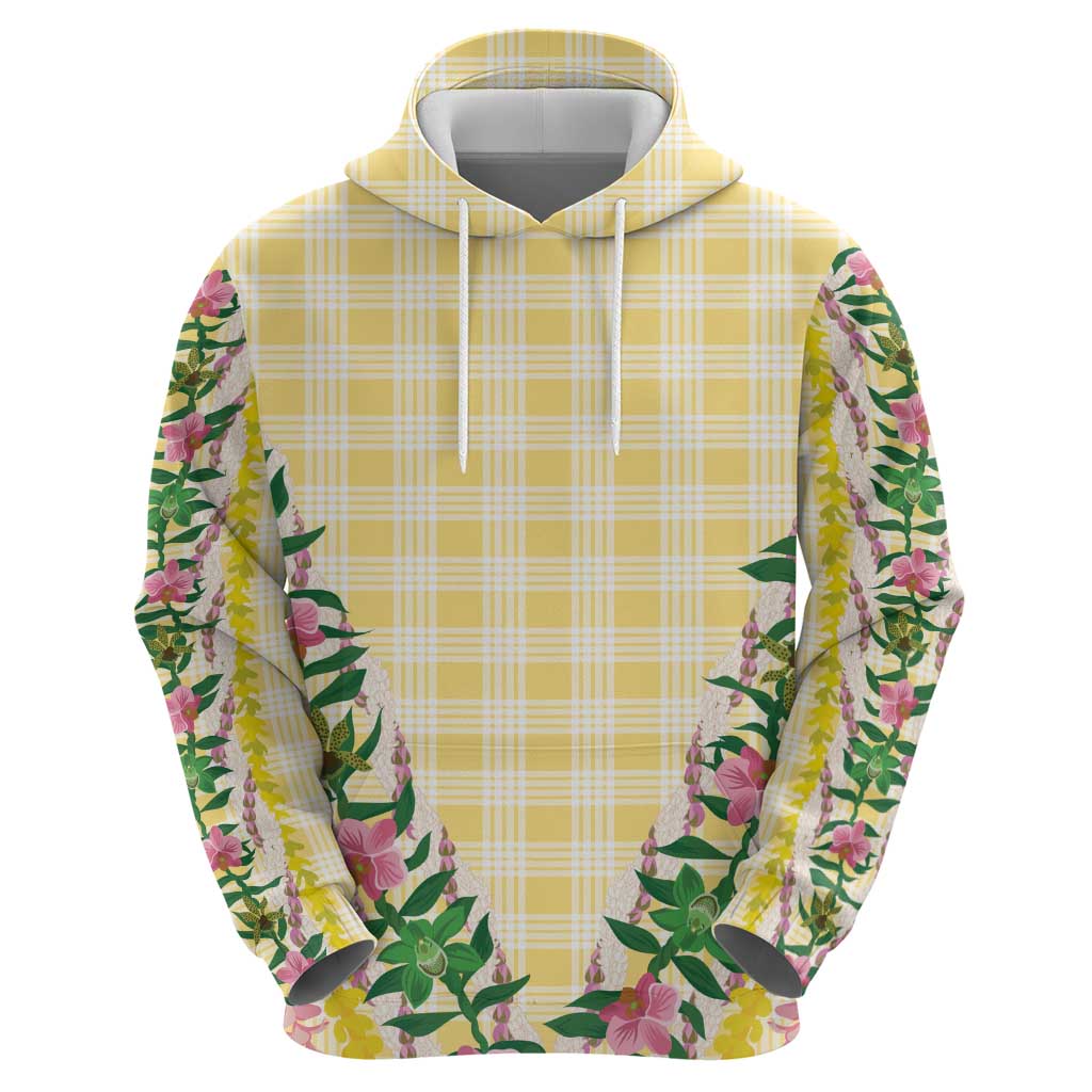Hawaii Pikake Lokelani Plumeria Lei Hoodie Yellow Palaka Motifs LT05 - Polynesian Pride