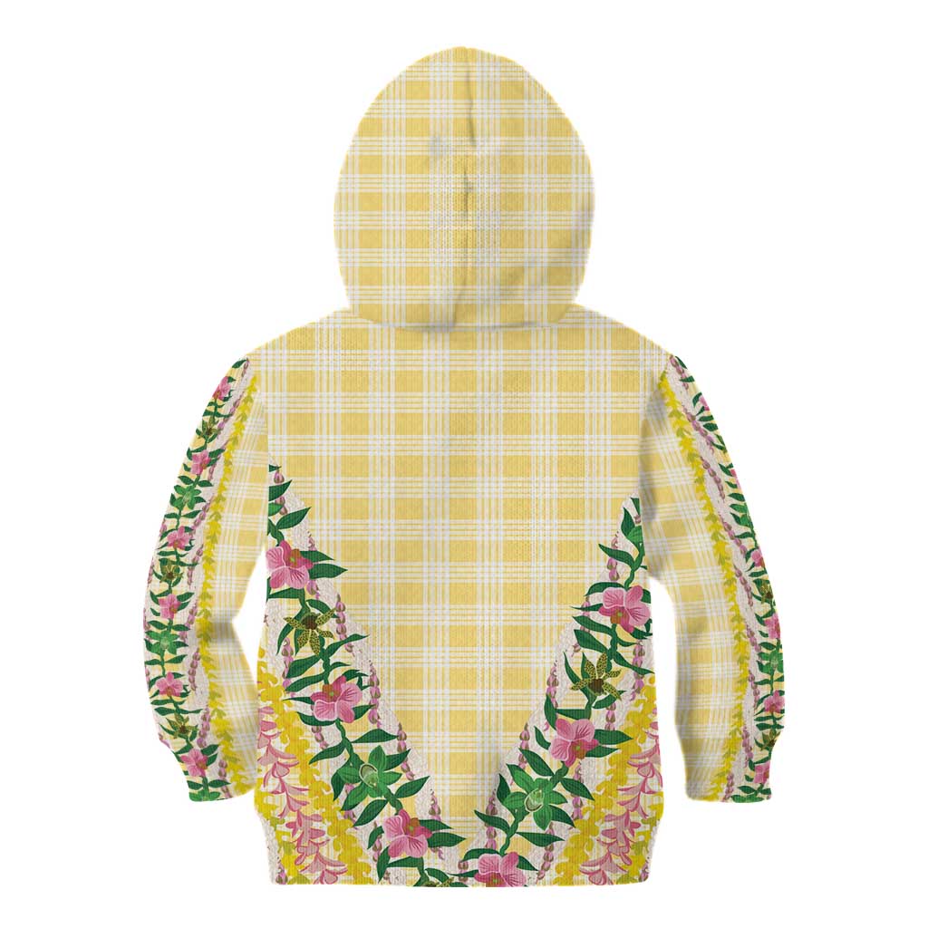 Hawaii Pikake Lokelani Plumeria Lei Kid Hoodie Yellow Palaka Motifs LT05 - Polynesian Pride