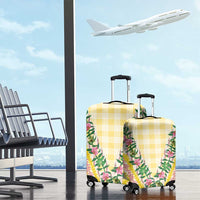 Hawaii Pikake Lokelani Plumeria Lei Luggage Cover Yellow Palaka Motifs LT05 - Polynesian Pride