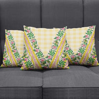 Hawaii Pikake Lokelani Plumeria Lei Pillow Cover Yellow Palaka Motifs